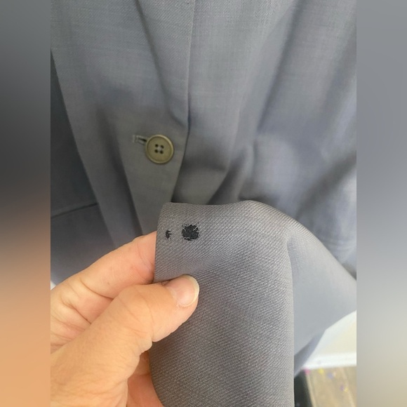 Burberry’s Gray Virgin Wool Blazer Coat Size 16 Vintage Oversized *damaged* - Picture 6 of 14